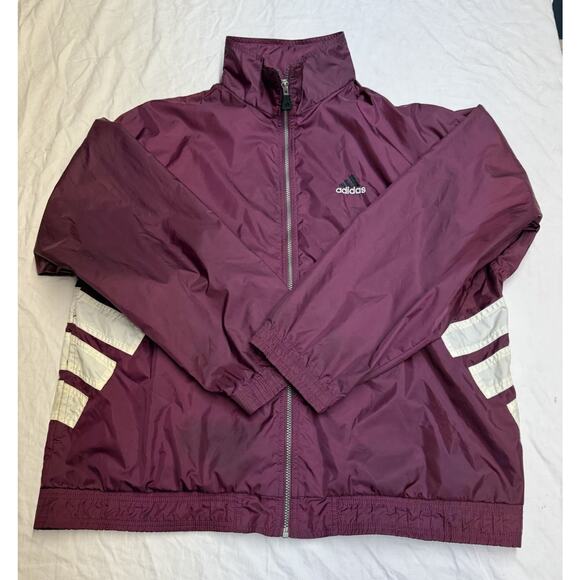 Vintage Adidas  windbreaker jacket 3 Stripes  Full Zipper Mens Size XL Purple - Picture 9 of 16